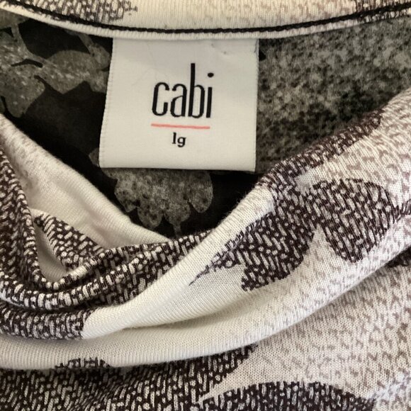 CAbi 3057 Tango Tank Grey Black White Floral Mixed Media Drape/Cowl Neck L 103P - Picture 8 of 10